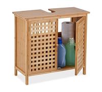 Relaxdays Meuble sous lavabo en bambou 2 portes