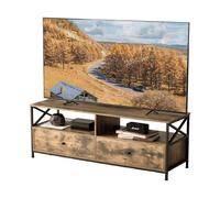 Relaxdays Meuble TV, 2 niches Ouvertes, 2 tiroirs, jusqu'à 55 Pouces, H x L x P 50 x 120 x 40 cm, Brun/Noir