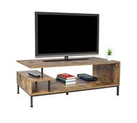 Relaxdays Meuble TV, 3 étagères, Ouvert pour TV jusqu'à 55 Pouces, H x L x P : 40 x 106 x 39,5 cm, Brun/Noir