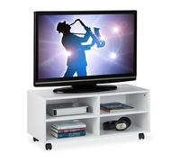 Relaxdays Meuble TV avec 4 compartiments sur roues