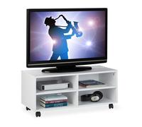 Relaxdays Meuble TV avec 4 compartiments sur roues