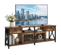 Relaxdays Meuble TV Bas, H x L x P : 60 x 180 x 40 cm, Marron/Noir