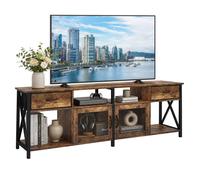 Relaxdays Meuble TV Bas, H x L x P : 60 x 180 x 40 cm, Marron/Noir