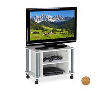 Relaxdays Meuble TV sur rouettes et compartiments