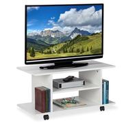 Relaxdays Meuble TV sur roues blanc