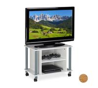 Relaxdays Meuble TV sur rouettes et compartiments