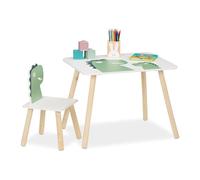 Relaxdays Meubles pour Votre Enfant, Table et Chaise, Unisexes, pour la Chambre de Bout de Chou, Blanc et Vert