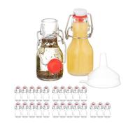 Relaxdays Mini bouteilles en verre, lot de 25, petites fioles à remplir, 50 ml, fermeture à étrier, transparent
