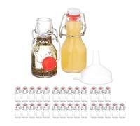 Relaxdays Mini bouteilles en verre, lot de 30, petites fioles à remplir, 50 ml, fermeture à étrier, transparent