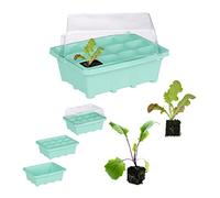 relaxdays Mini semis bouturage kit bouture Serre graines bac semences 12 cellules terrine 18,5 x 14,5 cm, Vert, Menthe