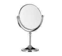 Relaxdays Miroir de maquillage grossissant pivotant sur socle double face argent 28x18x10 cm