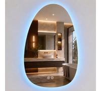 Relaxdays Miroir de Salle de Bains LED Arc, 80 x 52 cm, dimmable, Verre | 3 modes, anti-buée, IP44
