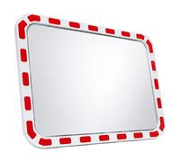 Relaxdays Miroir routier rectangulaire 40 x 60 cm convexe blanc/rouge fixation poteau