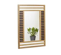 Relaxdays Miroir en bambou glace de salle de bain fixation murale en bois HxlxP: 70 x 50 x 2 cm cadre design décoratif accrocher dans le salon couloir entrée accessoire déco, nature