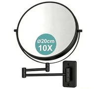 Relaxdays Miroir Maquillage Mural, grossissement 10x, métal Noir | pivotant 360°, Ø 20 cm