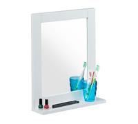 Relaxdays Miroir mural, avec rangement, salle de bain, salon, entrée, carré, moderne, MDF, 49x40x10 cm, blanc
