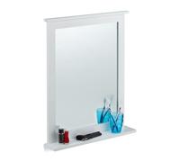 Relaxdays Miroir mural blanc avec tablette bambou