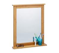 Relaxdays Miroir mural cadre en bambou