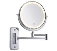 Relaxdays Miroir Mural de Maquillage LED argenté avec accu USB | 10x pivotant 360° Ø20 cm en métal