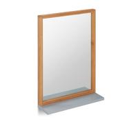 Relaxdays Miroir mural en bambou avec tablette