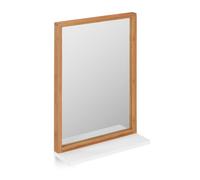 Relaxdays Miroir mural bois avec tablette blanche