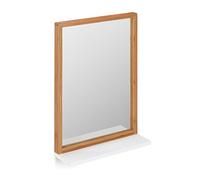 Relaxdays Miroir mural bois avec tablette blanche