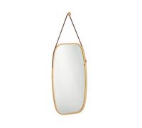 Relaxdays Miroir ovale mural suspendu, Glace décorative à suspendre en bambou, chambre, salon, HxL 76,5 x 43,5cm, nature