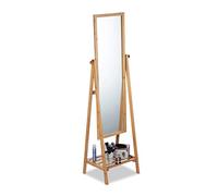 Relaxdays Miroir sur pied en bambou inclinable