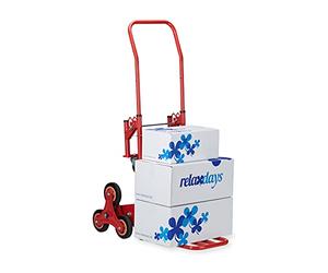 Relaxdays Monte-escalier jusqu’à 50 kg/150 kg, chariot, diable robuste, transport charges lourdes, 2 en 1, rouge