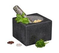 Relaxdays Mortier carré et pilon en granit