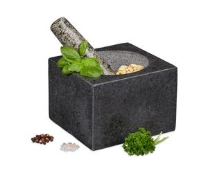 Relaxdays Mortier carré et pilon en granit