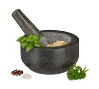 Relaxdays Mortier en granit avec pilon 16 cm robuste 400 ml gris anthracite