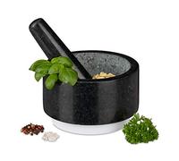 Relaxdays Mortier et pilon en granit antidérapant