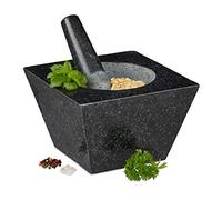 Relaxdays Mortier carré et pilon en granit