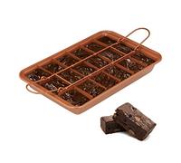 Relaxdays Moule à Brownie, avec séparateurs, poignées, n'accroche Pas, pour 18 Parts de gâteaux, Acier au Carbone, Brun