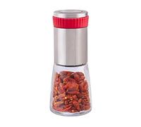 Relaxdays Moulin à Piment, Moulin à épices Inox, Salière Poivrier, Broyeur Fines Herbes 16 cm, rouge argenté