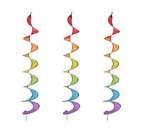 Relaxdays Moulin à Vent en Spirale, Lot de 3, Design Arc-en-Ciel, décoration de Jardin, 137 x 24 cm, à Suspendre, coloré