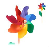 Relaxdays Moulin à vent lot de 2 décoration pour enfants et adultes jardin balcon et terrasse bois/PP coloré