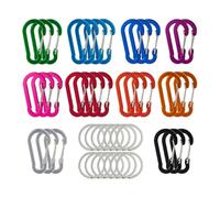 Relaxdays mousquetons, Lot de 30, avec 14 Anneaux Porte-clés, Camping, randonnée, Crochets en Aluminium, coloré