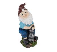 Relaxdays Nain de Jardin avec Pompe à Eau, résiste aux intempéries, HxLxP: 24,5x11x14 cm, Figurine déco, Multicolore