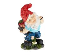 Relaxdays Nain de Jardin avec récolte, résiste aux intempéries et Gel, HxLxP: 32x17x15 cm, Figurine Lutin, Multicolore