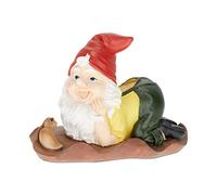 Relaxdays Nain de Jardin avec ver de Terre, résiste aux intempéries et Gel, HxLxP: 14x19x11 cm, Figurine, Multicolore