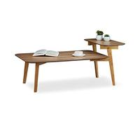 Relaxdays, nature basse, table d'appoint, tablette, salon, canapé, pliable, MDF, bambou, HxLxP : 50 x 120 x 60 cm, 1 élément