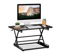 Relaxdays, noir bureau assis-debout, Poste réglable en hauteur, Station travail ergonomique, Table ordinateur, métal, MDF, 16 x 80 x 51 cm