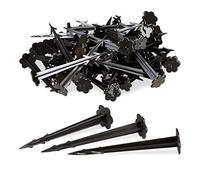 Relaxdays, noir Piquets sol en plastique, clous, lot de 100, sardines, jardin, tente, fixation terre 11,5 cm, Pack