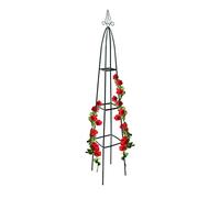 Relaxdays Obélisque de jardin pour roses 40 x 40 cm largeur au sol fleurs fruits support pour rosier pointu 2 m décoration en métal laqué stable tuteur pour plantes grimpantes, vert
