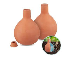 Relaxdays Ollas d'arrosage, Lot de 2, 1,5 l, en Argile, Irrigation racinaire, Potager & Serre, Terracotta