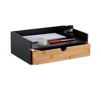 Relaxdays Organisateur Bureau, 1 tiroir, Documents Format A4, Bambou, HxLxP: 11x32x22 cm, Fournitures, Noir - Nature
