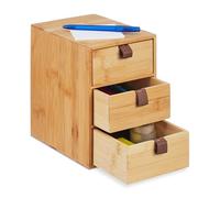 Relaxdays Organisateur Bureau, 3 tiroirs, Bambou, HxLxP : 21 x 15 x 20 cm, Rangement télétravail & Bureau, Nature