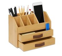 Relaxdays Organisateur de bureau bambou
